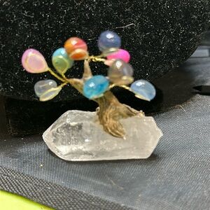 4” Chakra  Tree of life on quartz Crystal point  5.7” tall